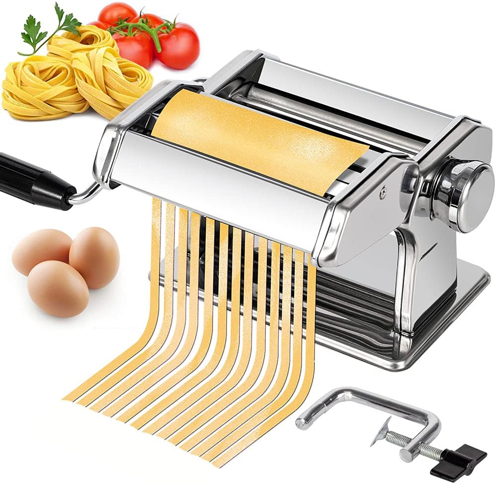CHEFLY Sturdy Homemade Pasta Maker All in one 9 Thickness Settings for