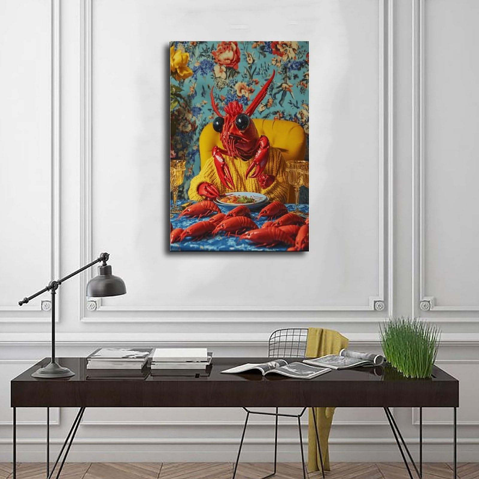 NFFBGFD Stampa artistica da parete su tela, motivo: aragosta surreale, 40 x 60 cm