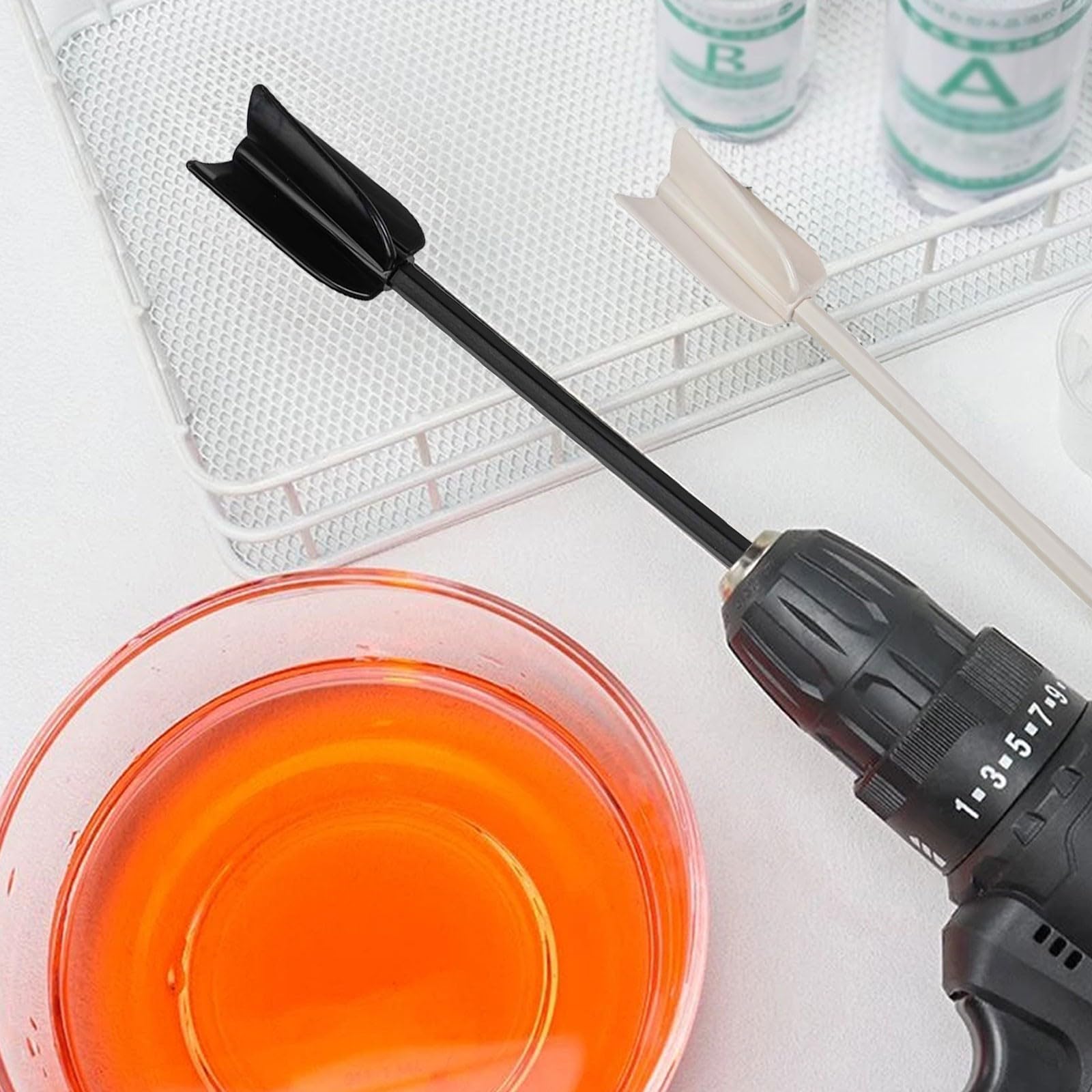 6 accesorios mezcladores de resina epoxi para taladro, batidor en espiral para pinturas, esmaltes de cerámica, manchas, 16.5 pulgadas de largo, varillas mezcladoras ABS reutilizables