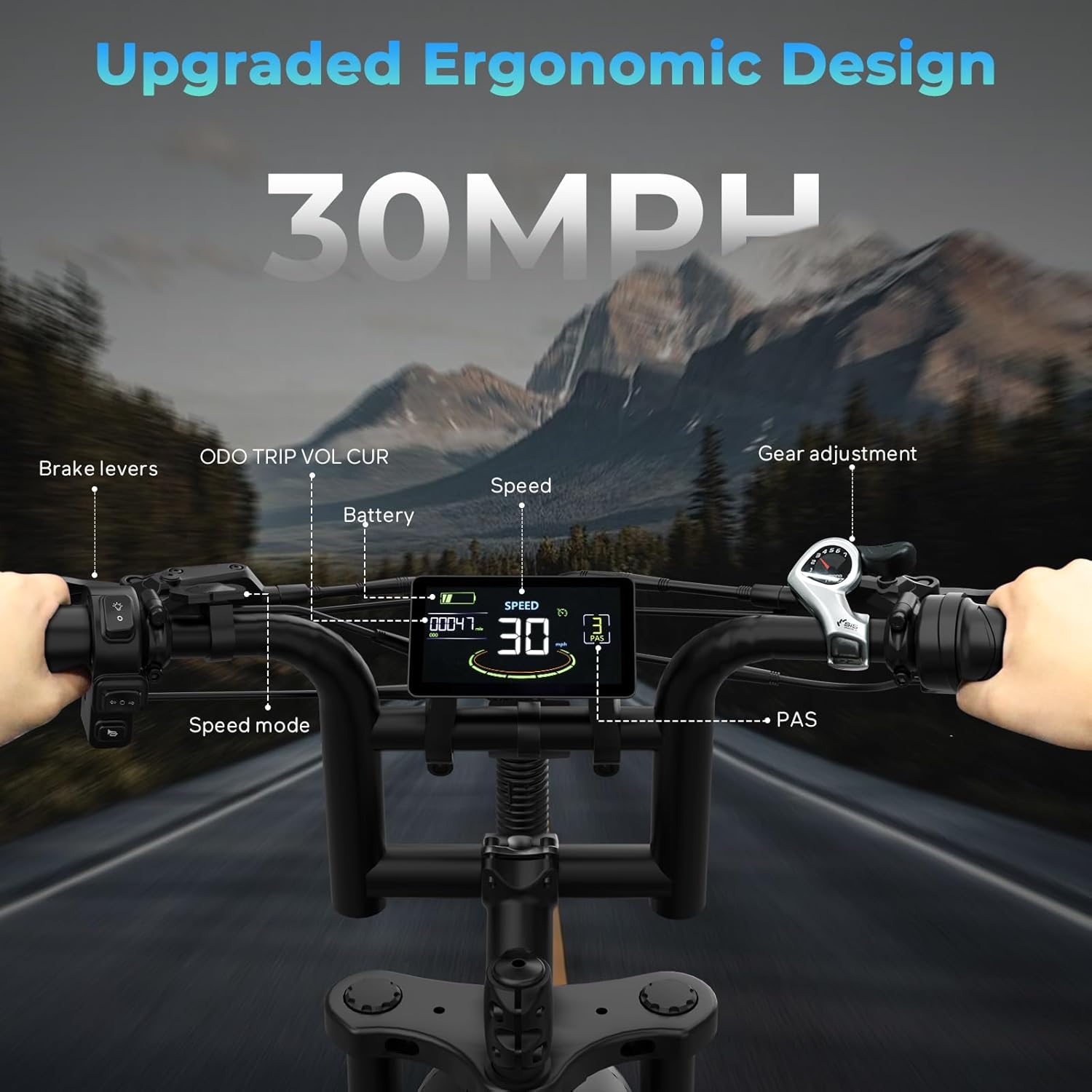 V20 Series Electric Bike for Adults,1000W/1500W Motor (Peak), 30MPH/32MPH Electric Dirt Ebike,20'' Fat Tire E-bike with 48V 15.6AH/18.2AH Battery,Full Suspension Disc/Hydraulic Brakes, Snow,Sand, Road