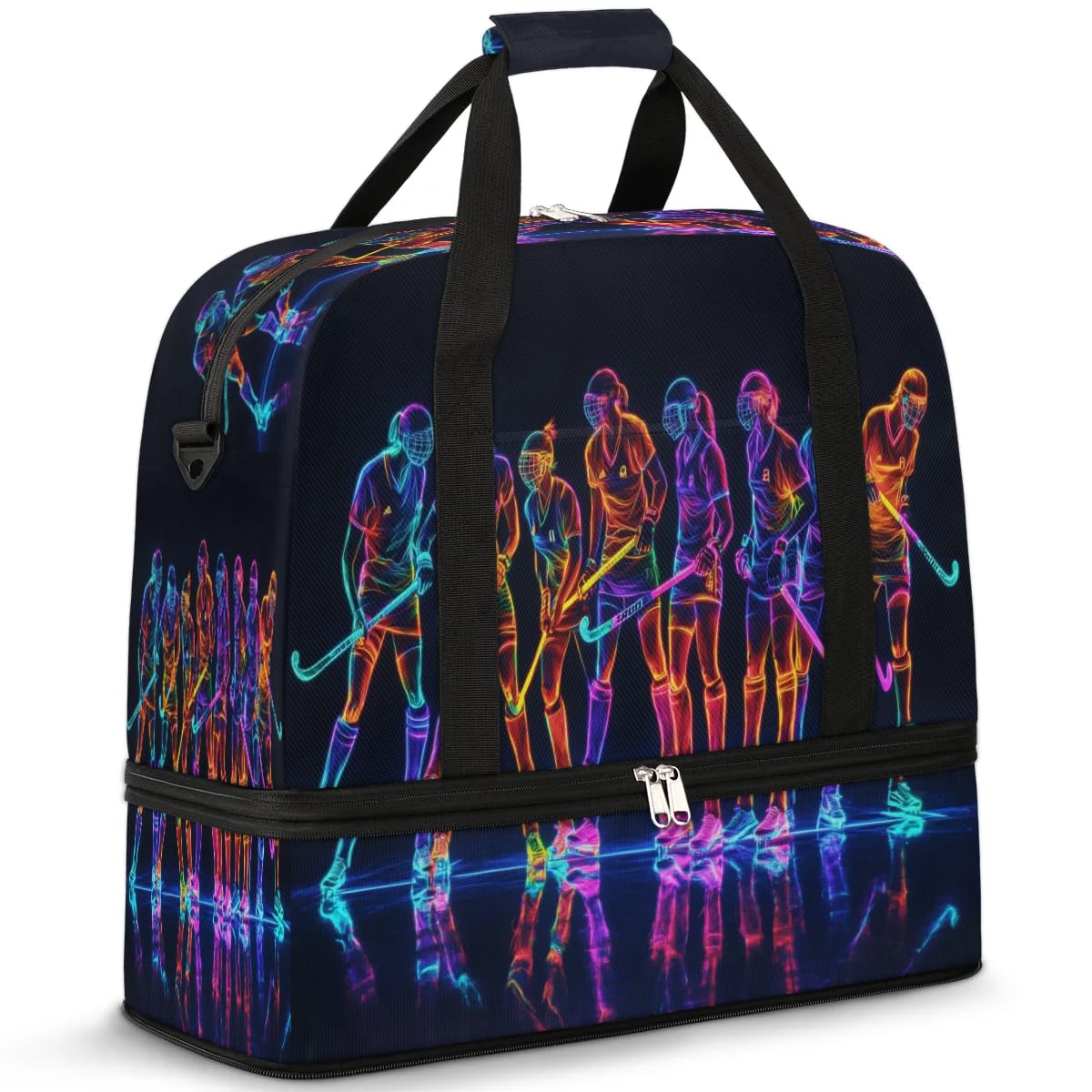 Sac de voyage pliable pour homme et femme - Motif joueur de hockey - 47 l - Pour le sport, la gym, le yoga, couleur, 47 L, Organiseur de sac
