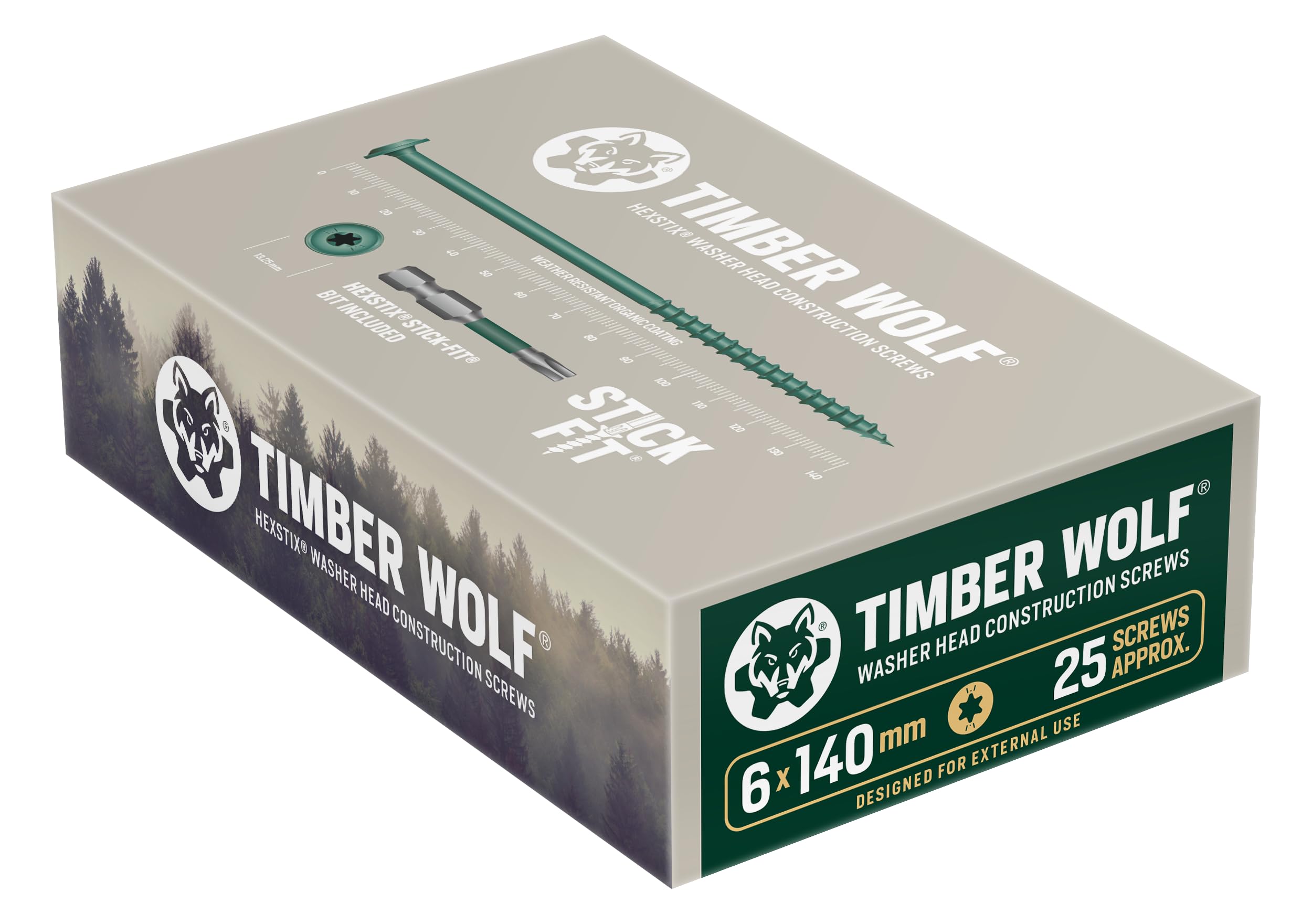 Timber Wolf Washer Head Timber Construction Screws - 6.0 x 140mm (Box 25 pcs)
