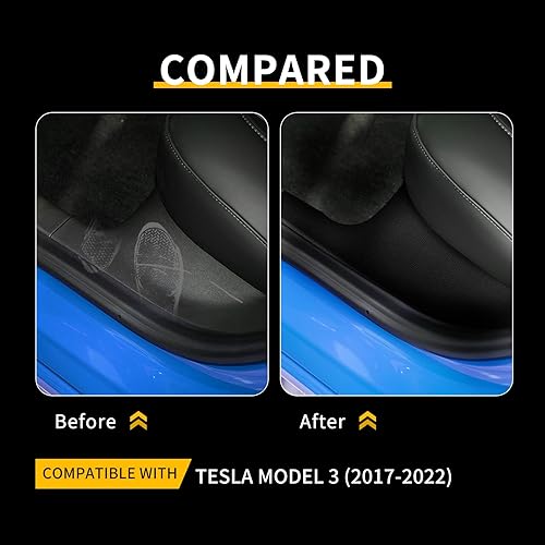 Miniatura 2 de KUNGKIC Protectores de borde de puerta de automóvil de poliuretano para Tesla Modelo 3, adhesivos protectores de umbral de película anticolisión,