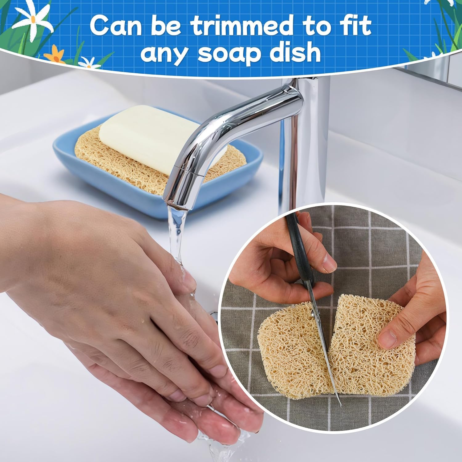 BESTOTTAM 4 Pcs Soap Lifting Pad for Bar Soap,Non-Slip Soap Saver Pads Self Draining Soap Bars Holder Pads for Kitchen Bathroom Travel Hotel Shower Cleaning Supplies (Cream) 4