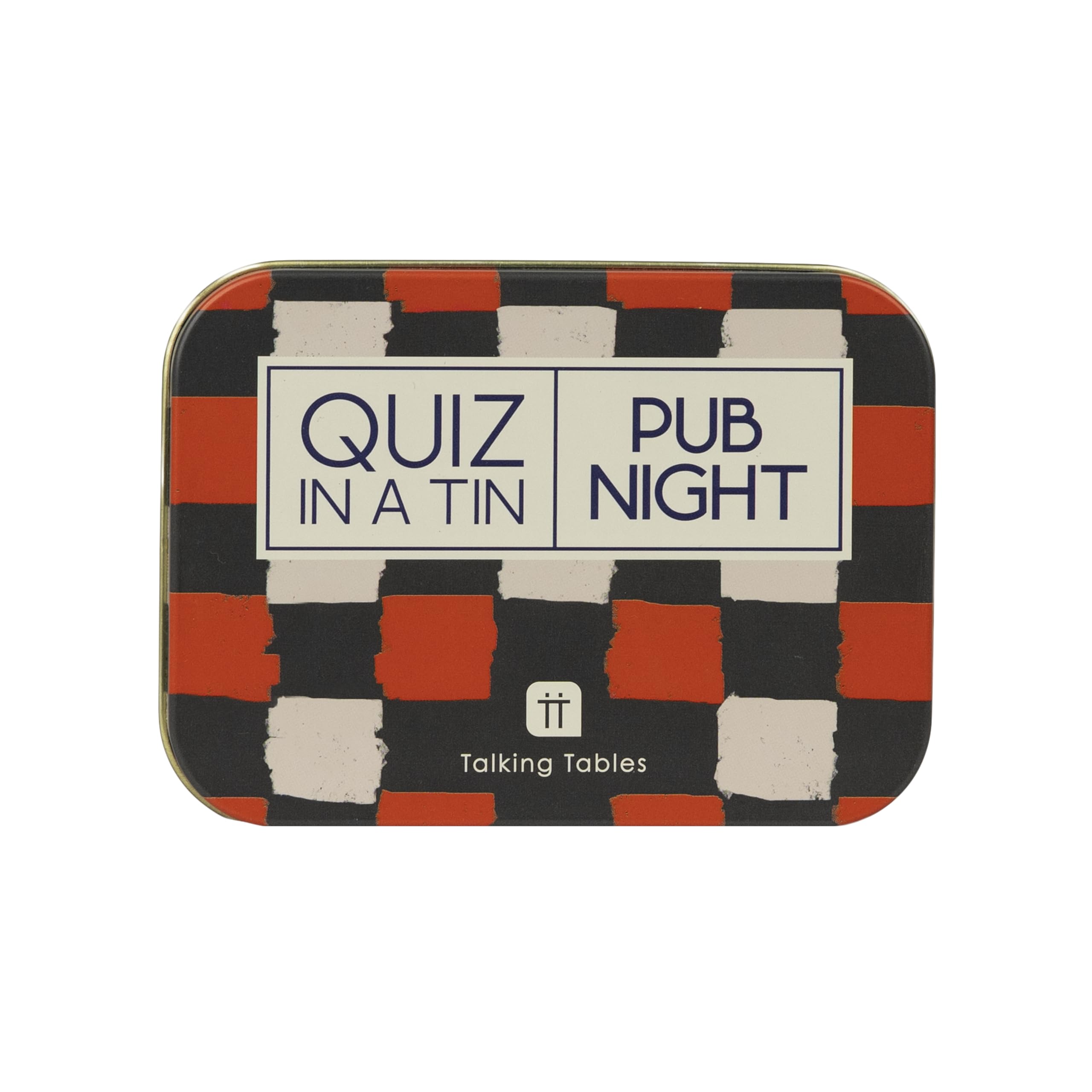 Talking Tables QUIZ IN A TIN Pub Night Quiz Game Trivia Card Travel Game for Adults, 200 Questions Double Sided Cards Pub Themed Nights, Portable Pocket Size Fun for Friends, Ages 14+, PLASTIC FREE
