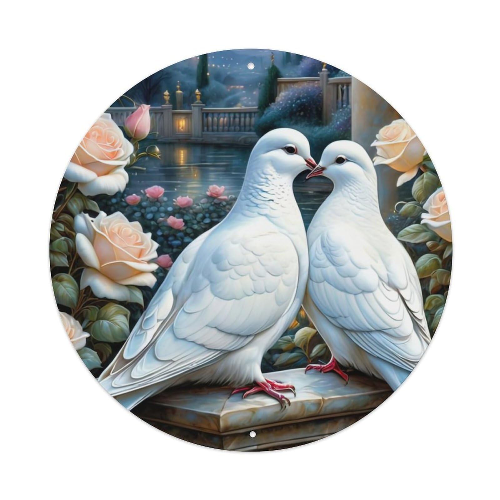 Animal Doves Under The Moon Metal Tin Sign