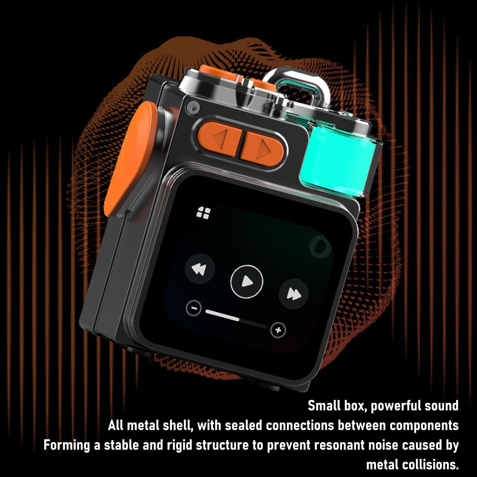 Gugxiom Mały Przenośny Głośnik Bluetooth z Ekranem Dotykowym, Głębokie Bezprzewodowe Stereo, Głośnik Zewnętrzny z aplikacją mikrofonową, Głośnik Basowy do Telefonu