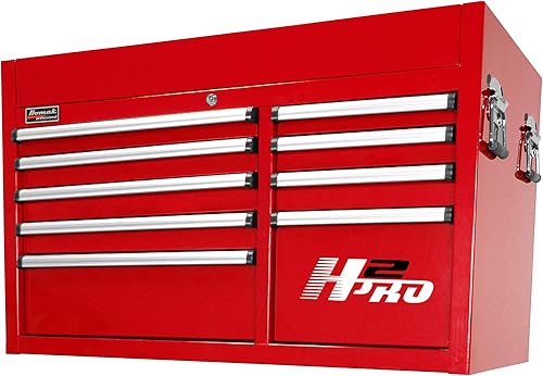 Homak H2PRO - Cofre de herramientas con tapa de 9 cajones de 41 pulgadas, color rojo, 41 1/8 pulgadas de ancho x 21 3/4 pulgadas de profundidad x 24