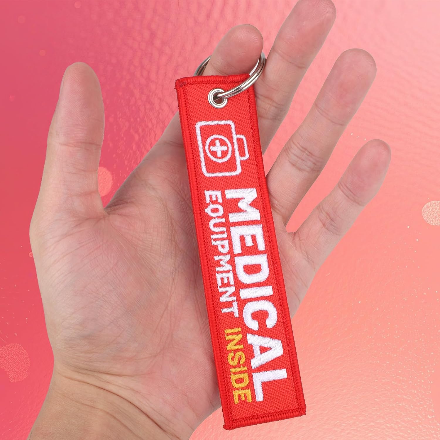 2pcs Medical Alert Tags for Bag, Medical Equipment Luggage Supplies Tag Reusable Durable Double-Sided ID Tags Keychain for Backpack Luggage