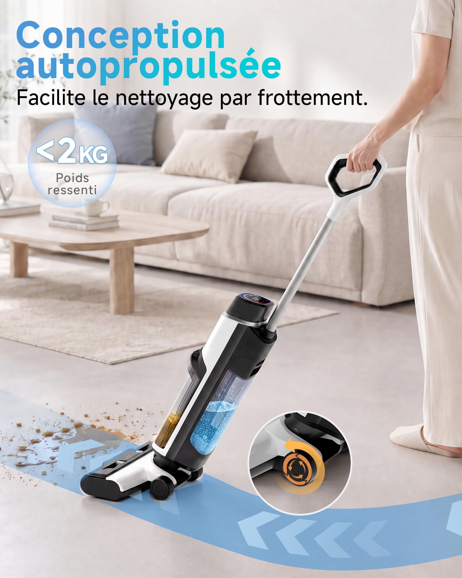 Hearten Aspirateur Laveur 25000Pa à Eau Électrolysée, avec Guidage Vocal.