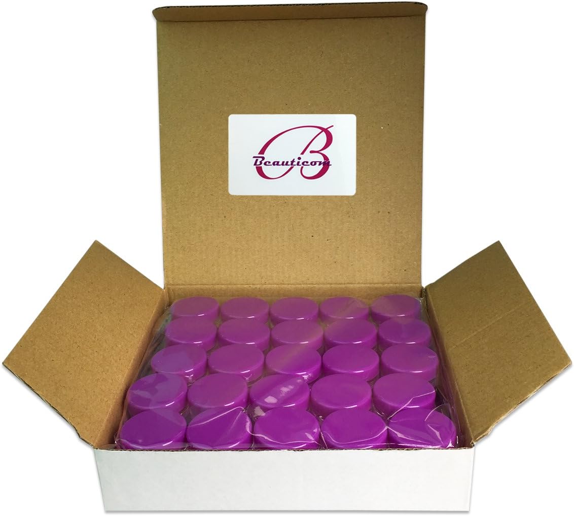 (500 Pieces Jars + Lid) Beauticom 3G/3ML (0.1 oz) Round Clear Jars with PURPLE Screw Cap Lids for Scrubs, Oils, Toner, Salves, Creams, Lotions, Makeup Samples, Lip Balms - BPA Free