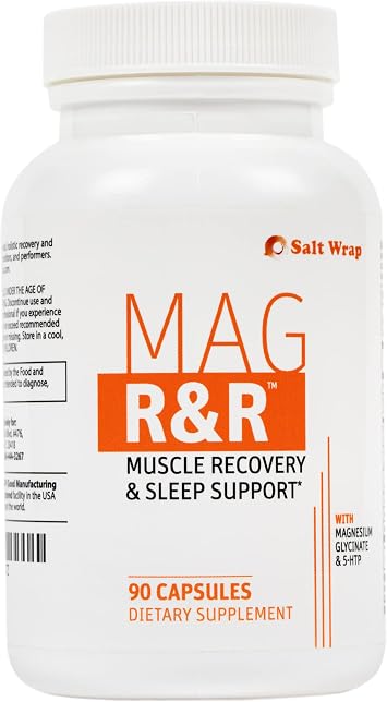 SaltWrap Mag R&R - Nighttime Muscle Cramps Support, Natural Sleep Support for Adults with Magnesium Glycinate for Muscle Spasm and Leg Cramps Relief, 90 Capsules