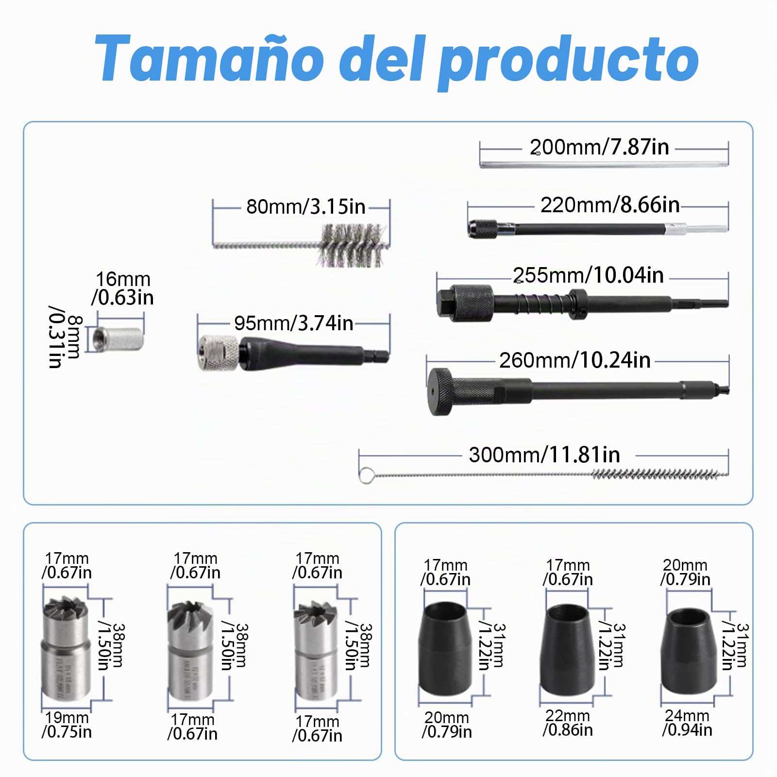 Juego de 21 piezas para inyectores de sellado, juego de herramientas de asiento de inyector, kit de limpieza de eje, juego de herramientas para inyectores diésel, limpieza y reparación