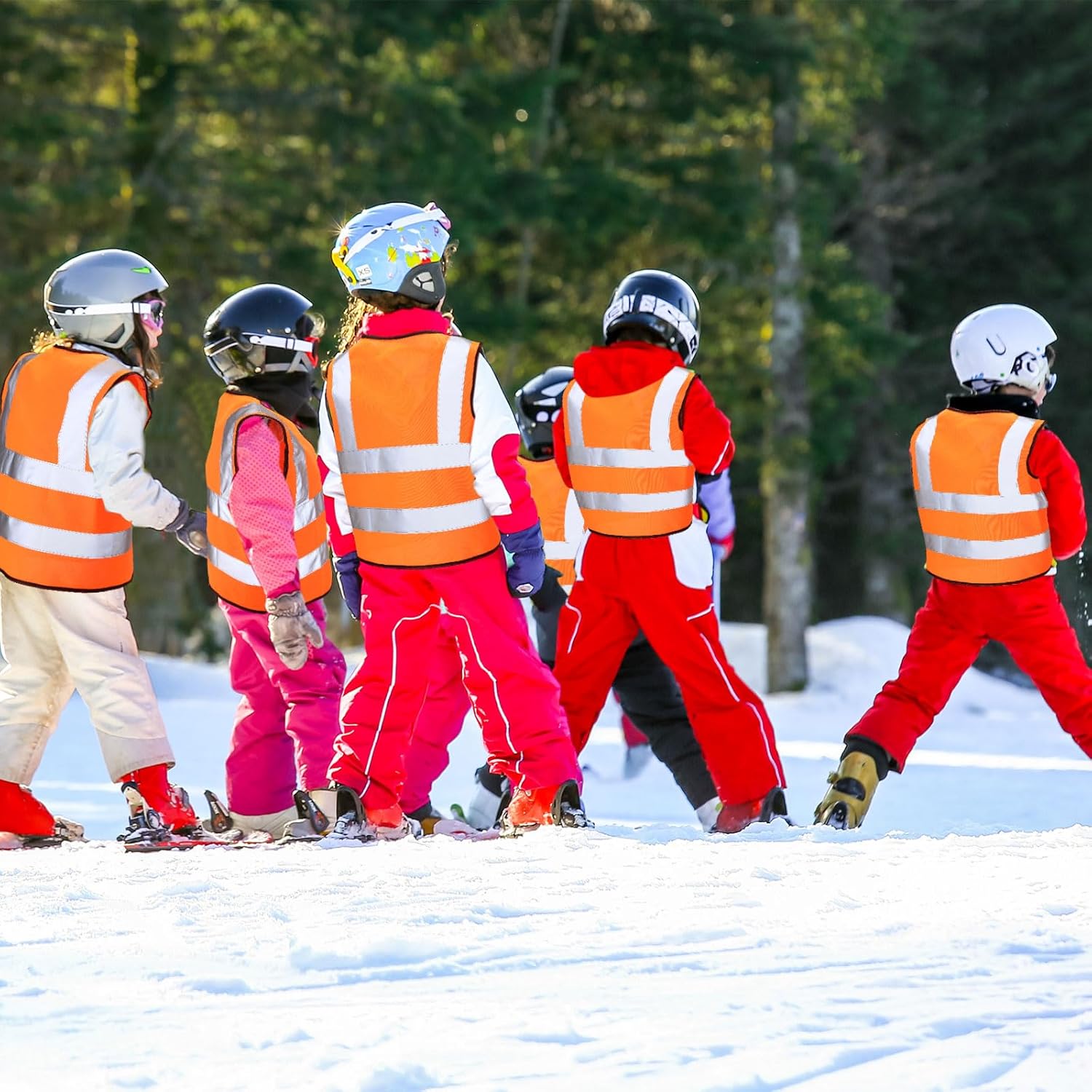 Unittype High Visibility Kids Safety Vest Bulk Kids Reflective Safety Vest Neon Traffic Vests with Zipper for Aged 3-10 Child - Image 6