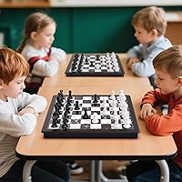 Vista 6 de Juego de ajedrez 2 en 1 y juego de damas magnético - Juego de mesa plegable de 13 pulgadas para viajes, plástico duradero, juguetes de rompecabezas
