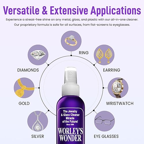 Miniatura 6 de Worley's Wonder Limpiador de joyas y vidrio (botella de spray de 8 onzas) Limpiador de joyas en aerosol para oro, plata, diamantes, piedras