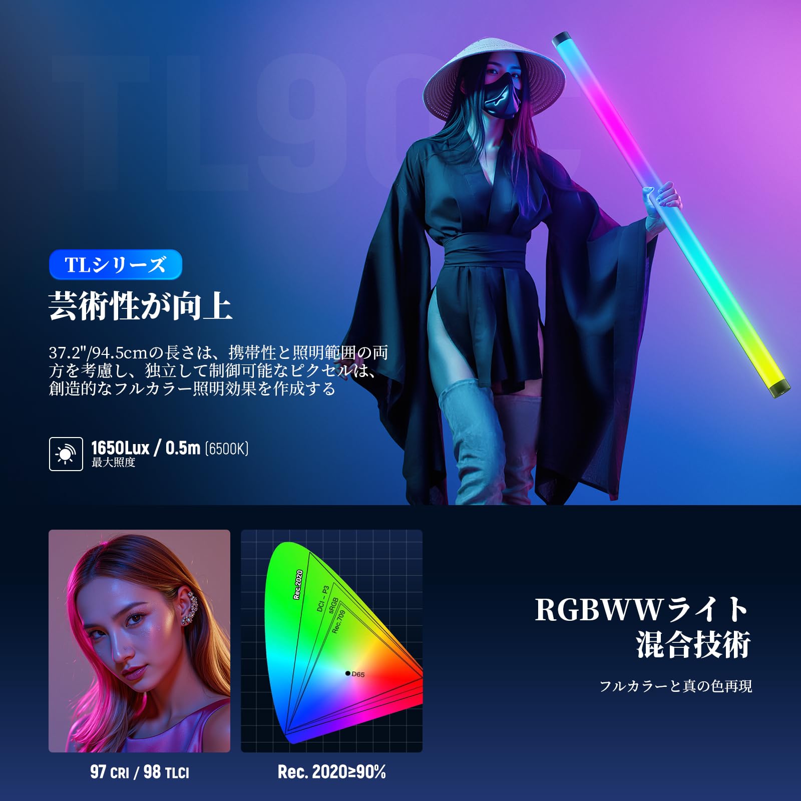 Amazon | NEEWER TL90C RGB チューブライト スティックライト LED