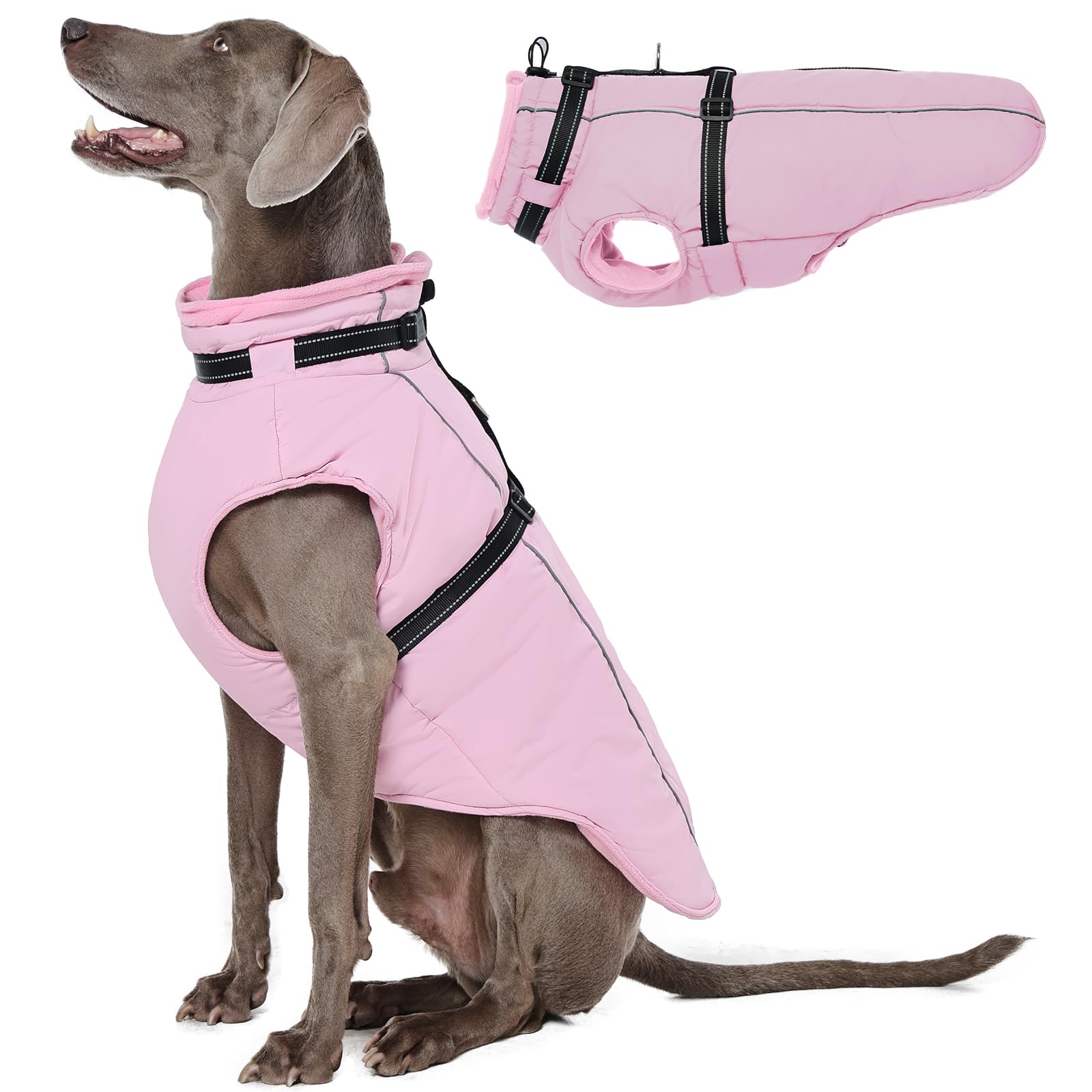 Lelepet Winter Warm Dog Jacket with Built-in Harness
