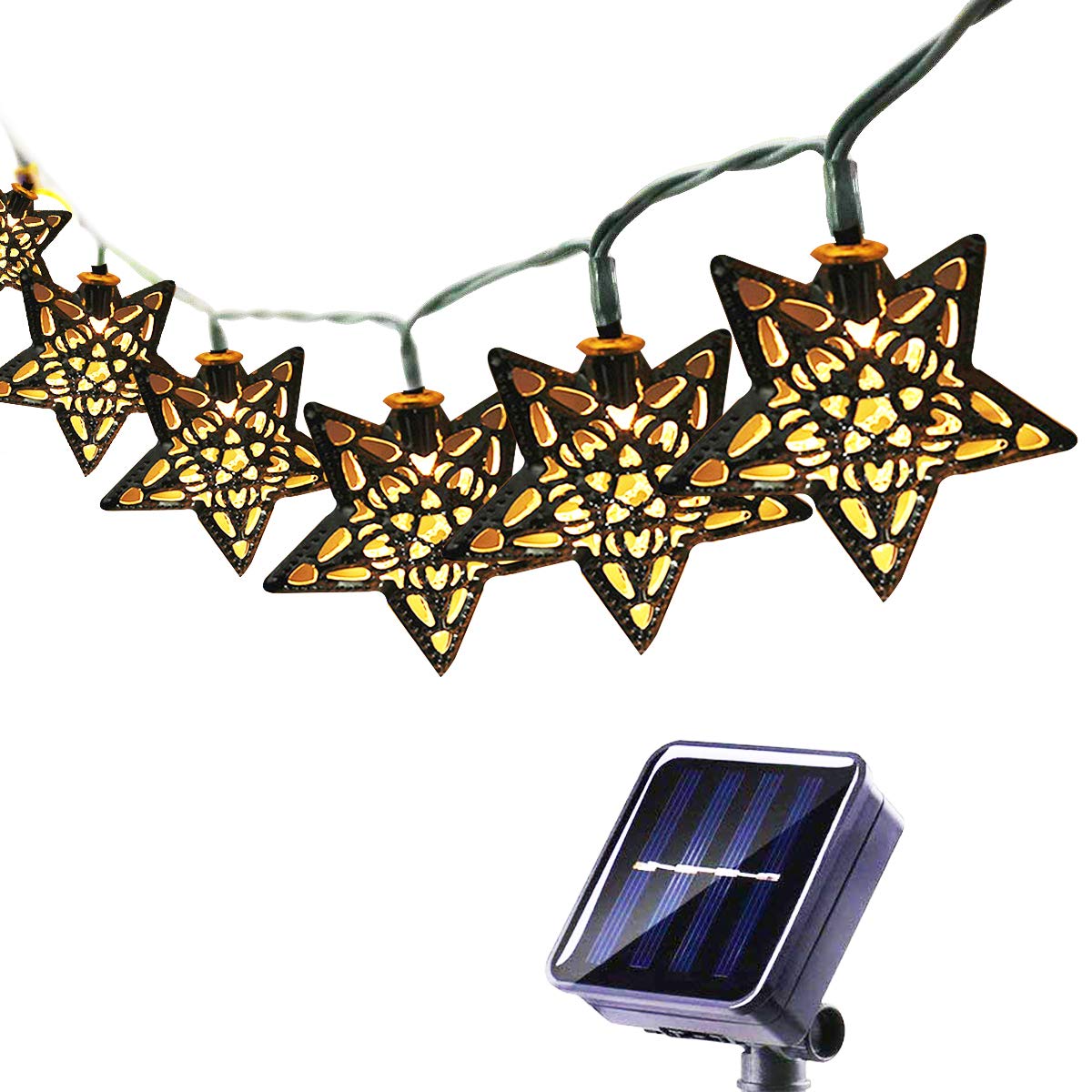 Keeda Star-Shaped, 10Led Solar Iron String Lights - Waterproof Fairy Decorative Lights For Outdoor Garden Yard Christmas Wedding Decor (Star-Shaped, 10Led)