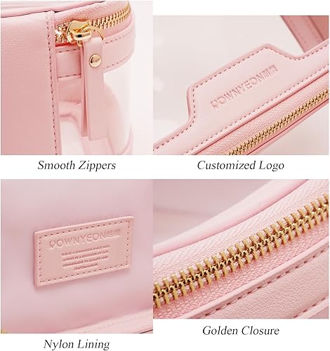 Miniatura 4 de ROWNYEON - Estuche de maquillaje transparente para artículos de aseo y artículos de aseo multiusos para viajes, estuche organizador de cosméticos