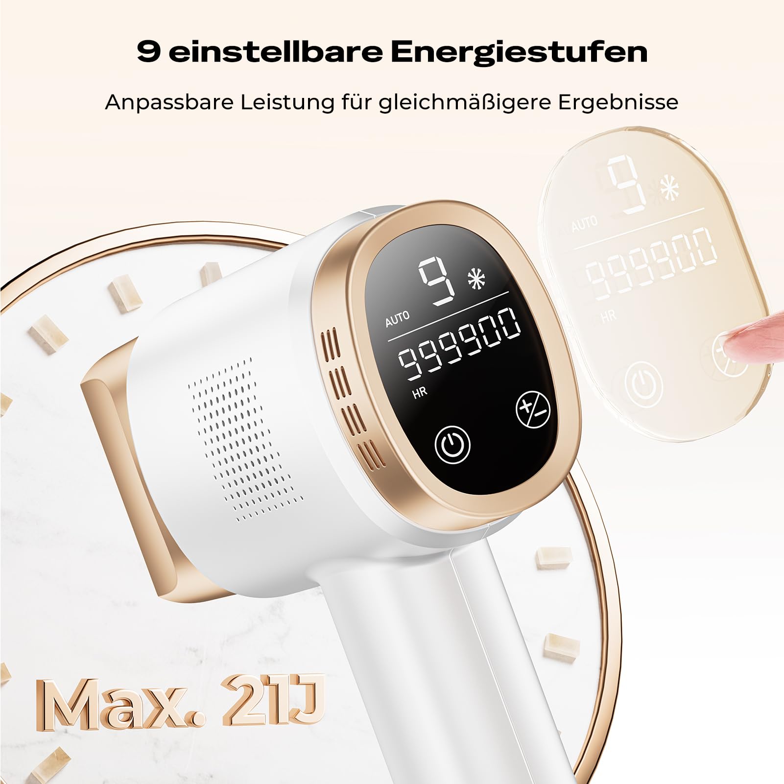 Besuche den Beauris- 21J IPL Geräte Haarentfernung mit 8℃ Eiskühlsystem, Laser Haarentfernung 9 Stufen & 600 NM Rotlicht, LCD-Touchscreen IPL Haarentfernungsgerät für Frauen Männer, Gesicht Arm Bikinizone Körper, Gold in use