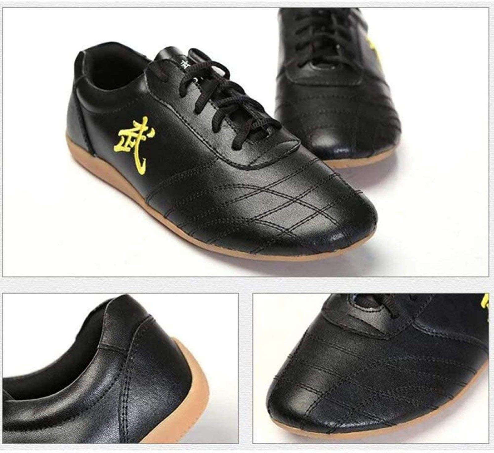 Skórzane buty do sportów walki Tai Chi Unisex Lekkie buty Kung Fu Gumowa podeszwa Sneakers do Taekwondo, boksu, Karate