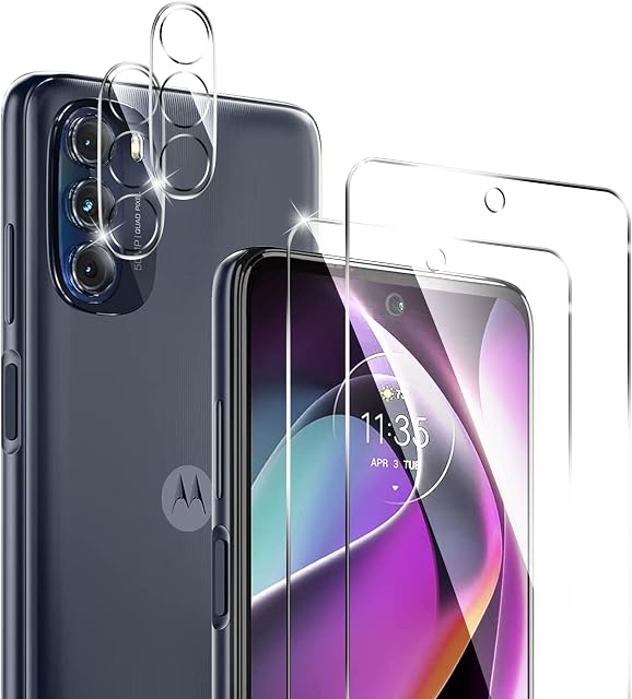 Cizerin 4 Pack Screen Protector for Motorola Moto G 5G 2022-2 Pack Tempered Glass Screen Protector and 2 Pack Camera Lens Protector - Shatter Proof- HD Clarity