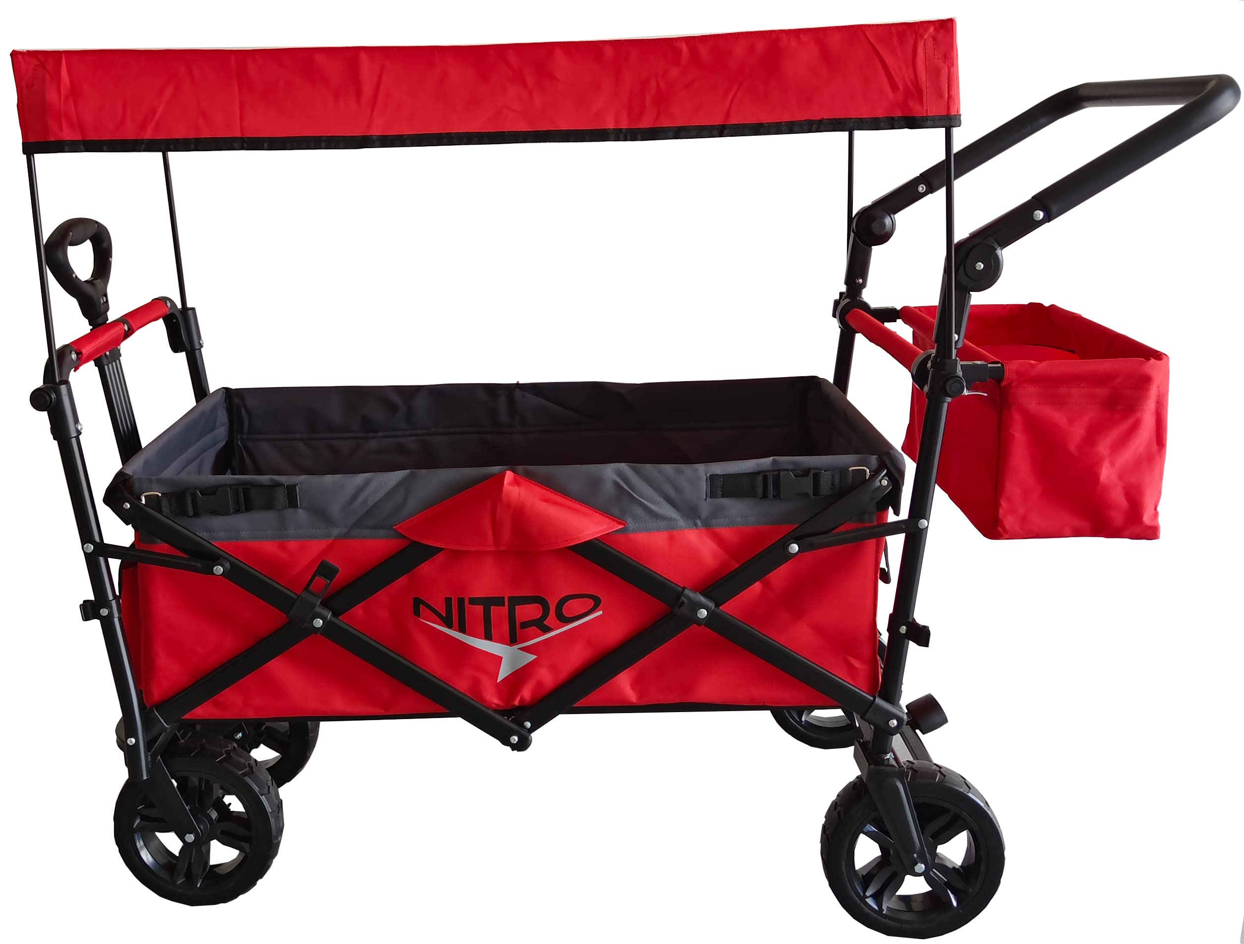 NITRO Carrello a Mano Pieghevole Passeggino Bambini e Spesa Rosso