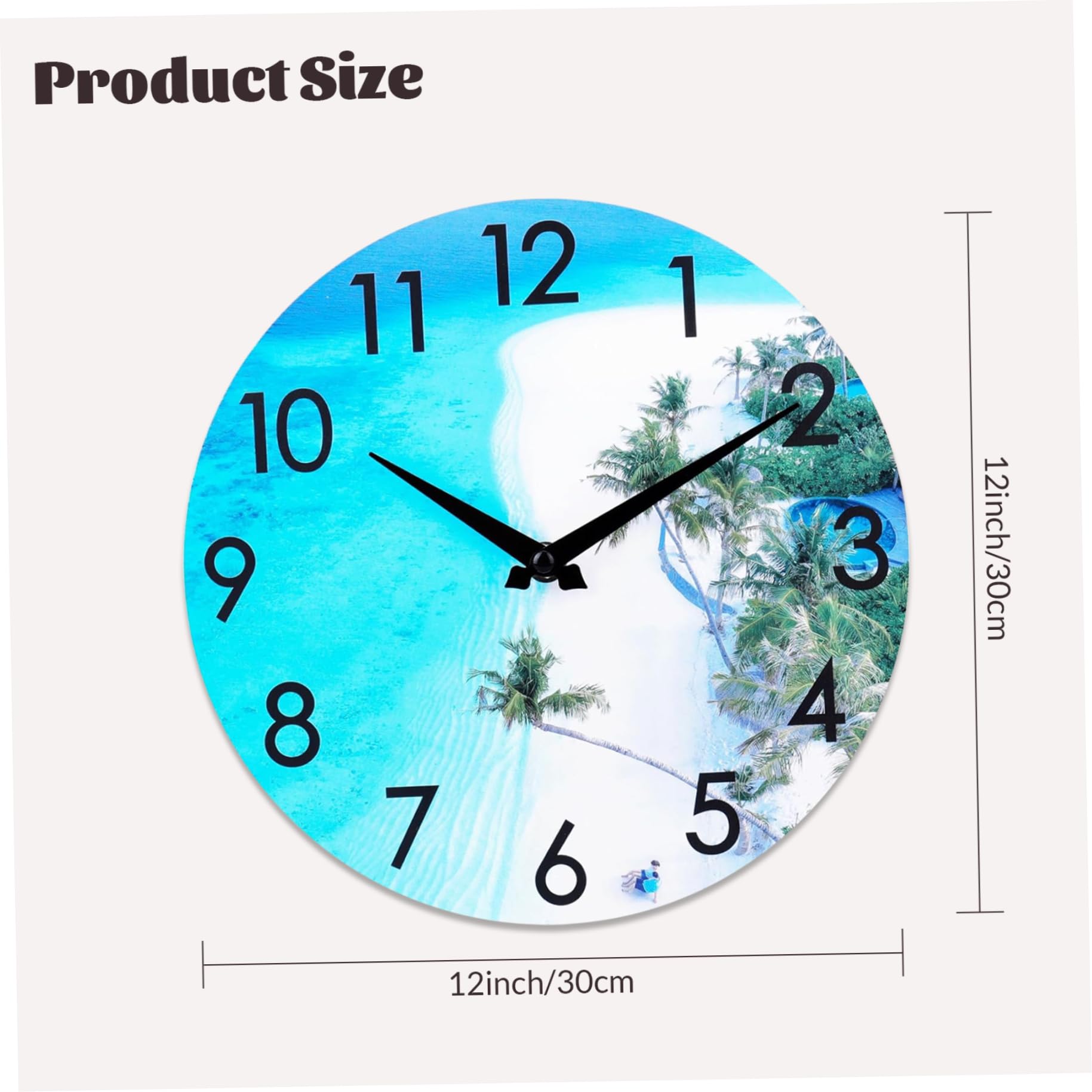 Orologio da esterno 12 '' Acrilico impermeabile all'orologio da parete da esterno spiaggia piscina a tema costiero per outdoor interno