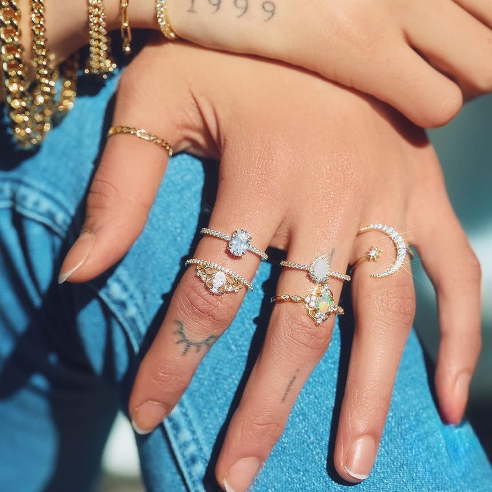 Daesar Anillo de Promesa Mujer con Gota de Agua con Ópalo y Moissanita, Oro Amarillo 9K/14K/18K, Anillo de Promesa Oro