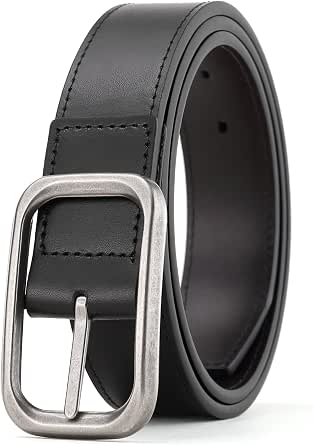 Weifert Men's Dress Belt - Black Genuine Leather, Buckle Closure, Size 44-46, For Jeans Or Dress Pants