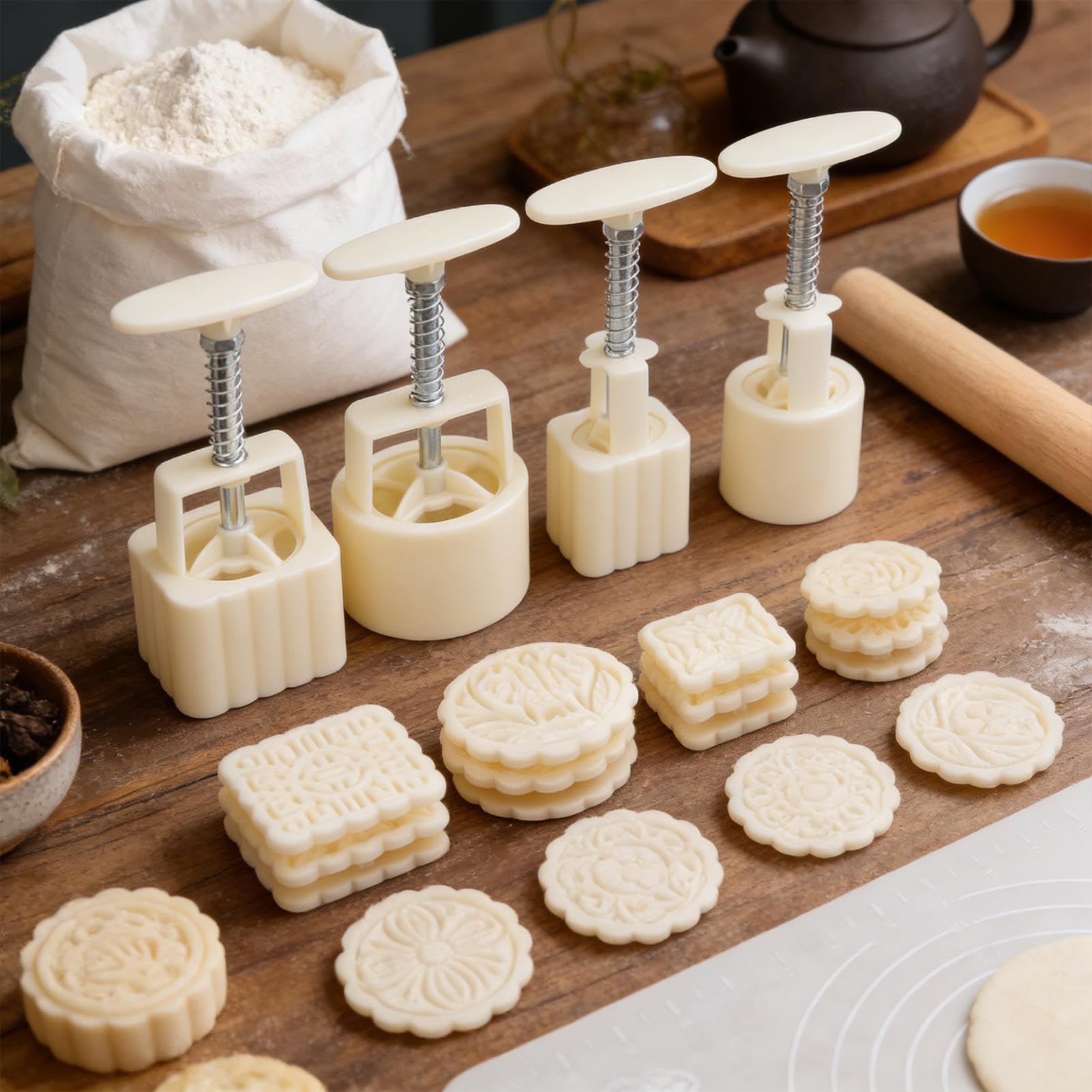 Moule à Gâteau de Lune 4 Pièces Alimentaire DIY avec Motifs