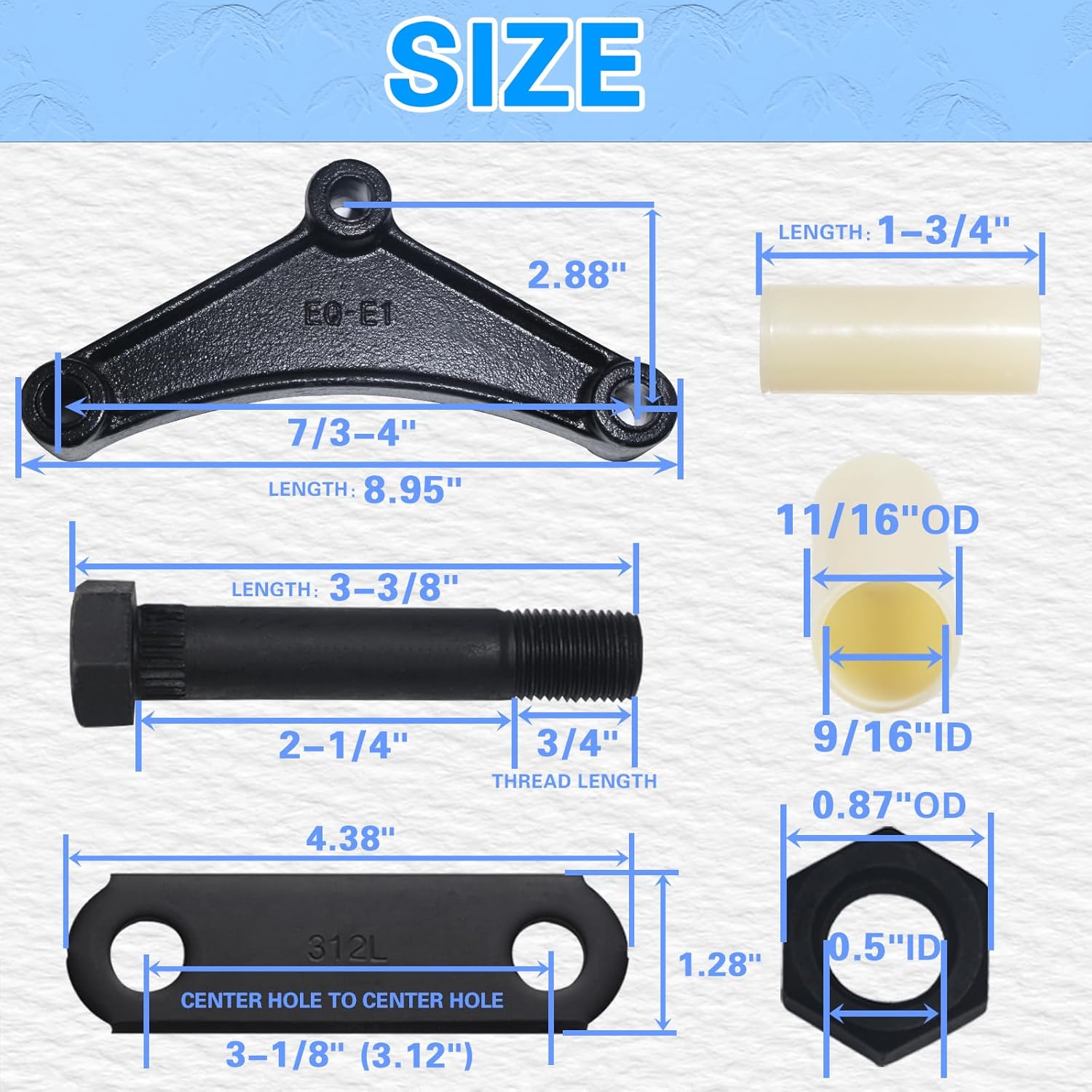 Trailer Axle Equalizer Shackle Kit 3-1/8" Straps, Trailer Suspension Shackle Kit, Tandem Axle Trailer Shackles Equalizers Kit for Double Eye Leaf Springs 3500 lbs-5200 lbs Axles