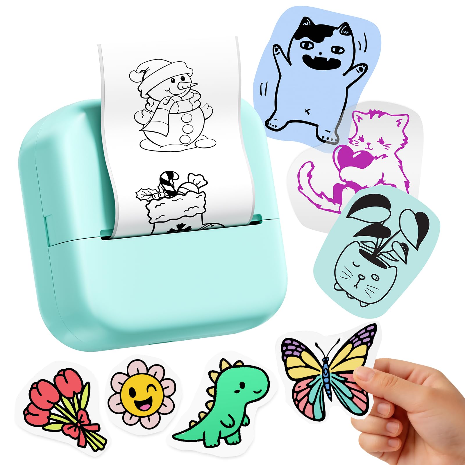 Ponek Mini Sticker Printer, Print Pods Mini Thermal Sticker Printer M02X, Stickers Maker Machine for Kids, Student, Family, Pocket Photo Printer for