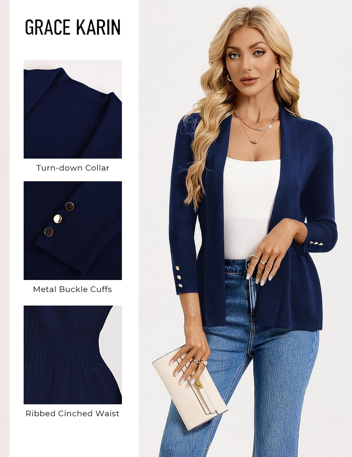 GRACE KARIN Cardigan for Women Trendy Lightweight Knit Sweaters Open Front Peplum Tops 2026 Spring Outfits - Image 4