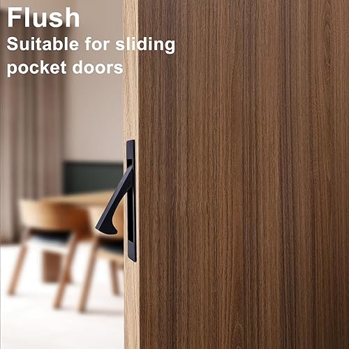Miniatura 7 de Dontay Cerradura de paso de puerta de bolsillo y tirador de borde, sin bloqueo, montaje empotrado, herrajes ocultos de perfil bajo, mango plano para