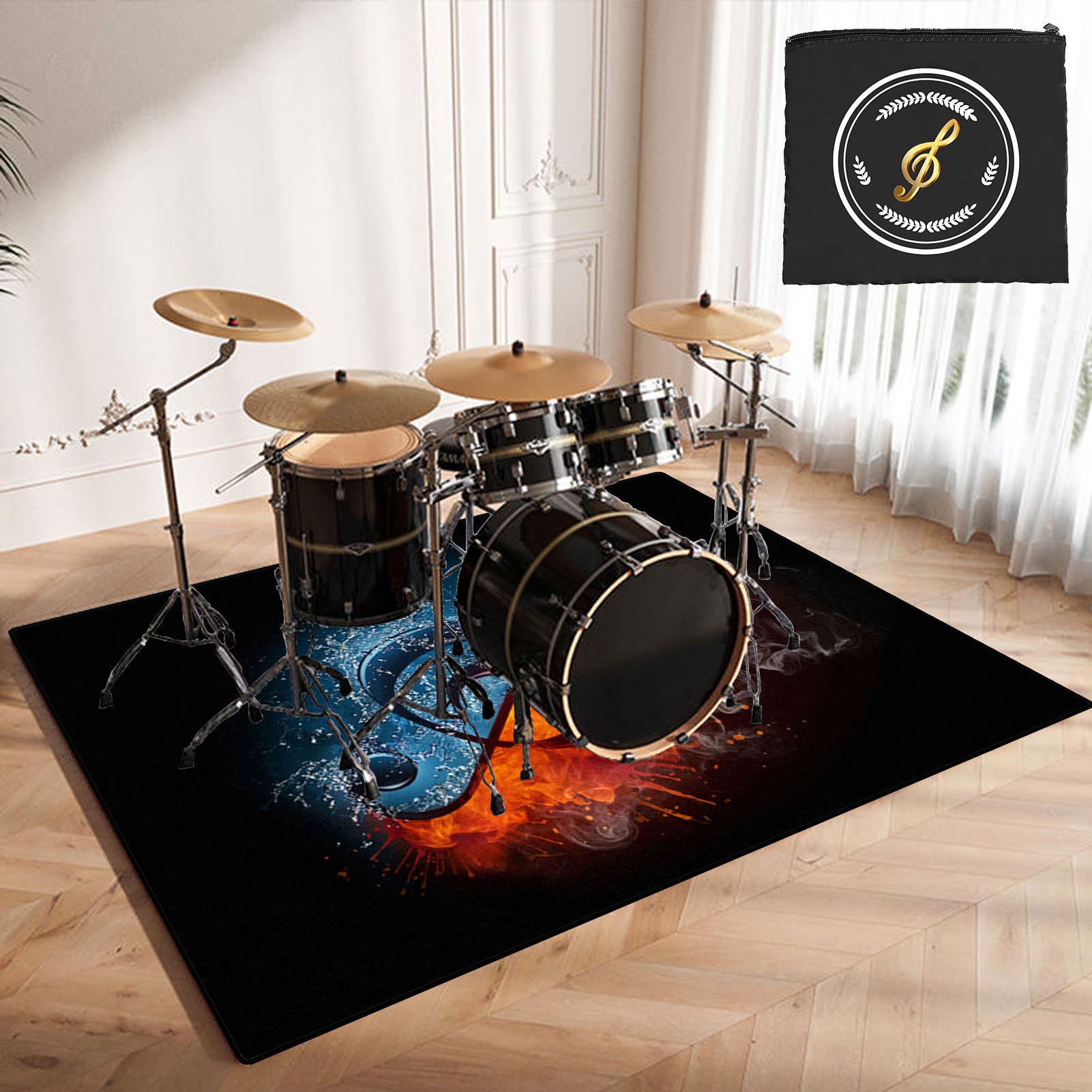 Tapis Batterie Antidérapant 160x150 Cm - Insonorisant - Pour Acoustique/Électronique - Protection Sol