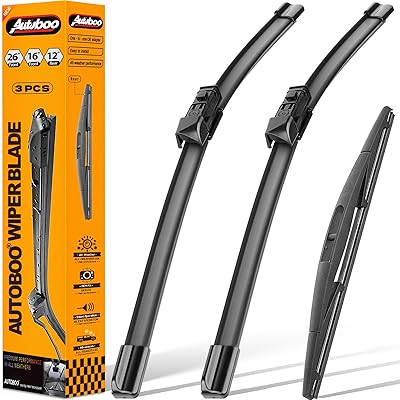 AUTOBOO 26"+16" Windshield Wipers with 12" Rear Wiper Blade Sets Replacement for Subaru Crosstrek Impreza 2018 2019 2020 2021 2022 2023-Original Factory Quality (Pack of 3)