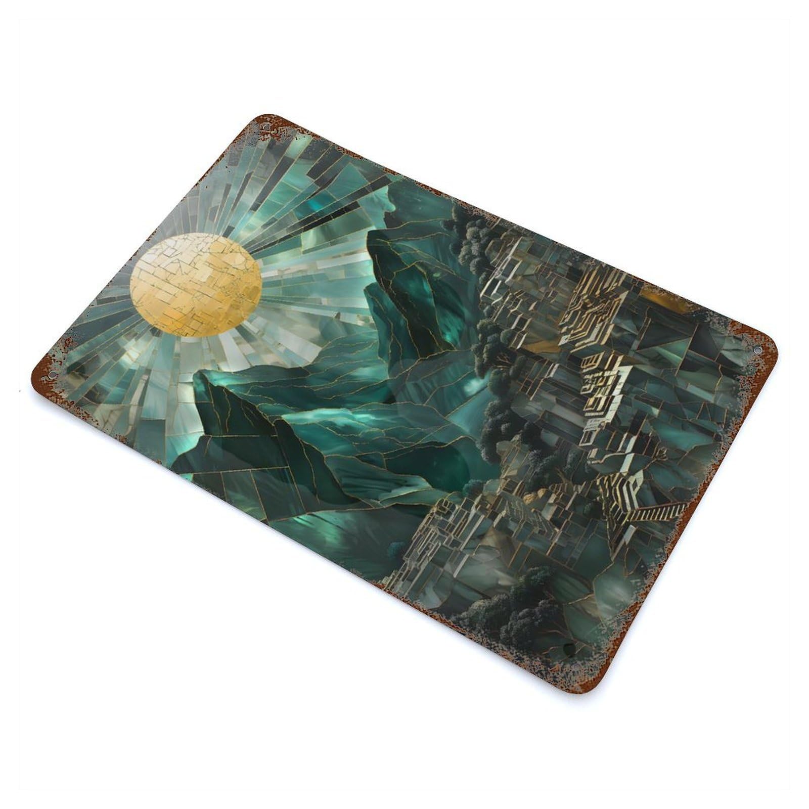 El Dorado Kintsugi Mosaic Vintage Rust Metal Sign 11.8"x7.9", for Basement, Hobby Room And Garage Decor, Farmhouse Wall Decor