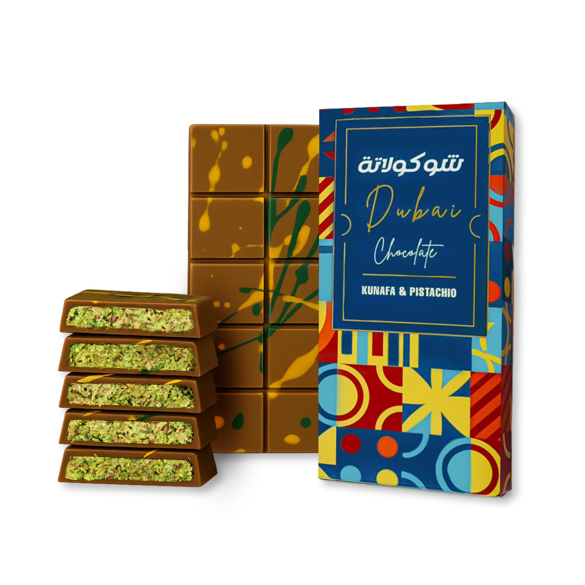 Le Damas Chocolate Dubai: chocolate bar with pistachio cream and kunafa filling 200g