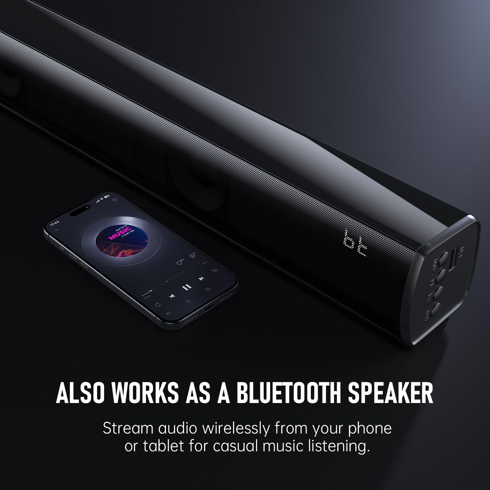 Fansbe Direct Sound Bar HDMI Smart TV HDMI(ARC) 3 Modes TVs/PCs/Gaming/Projectors, Blhey01 — view 5