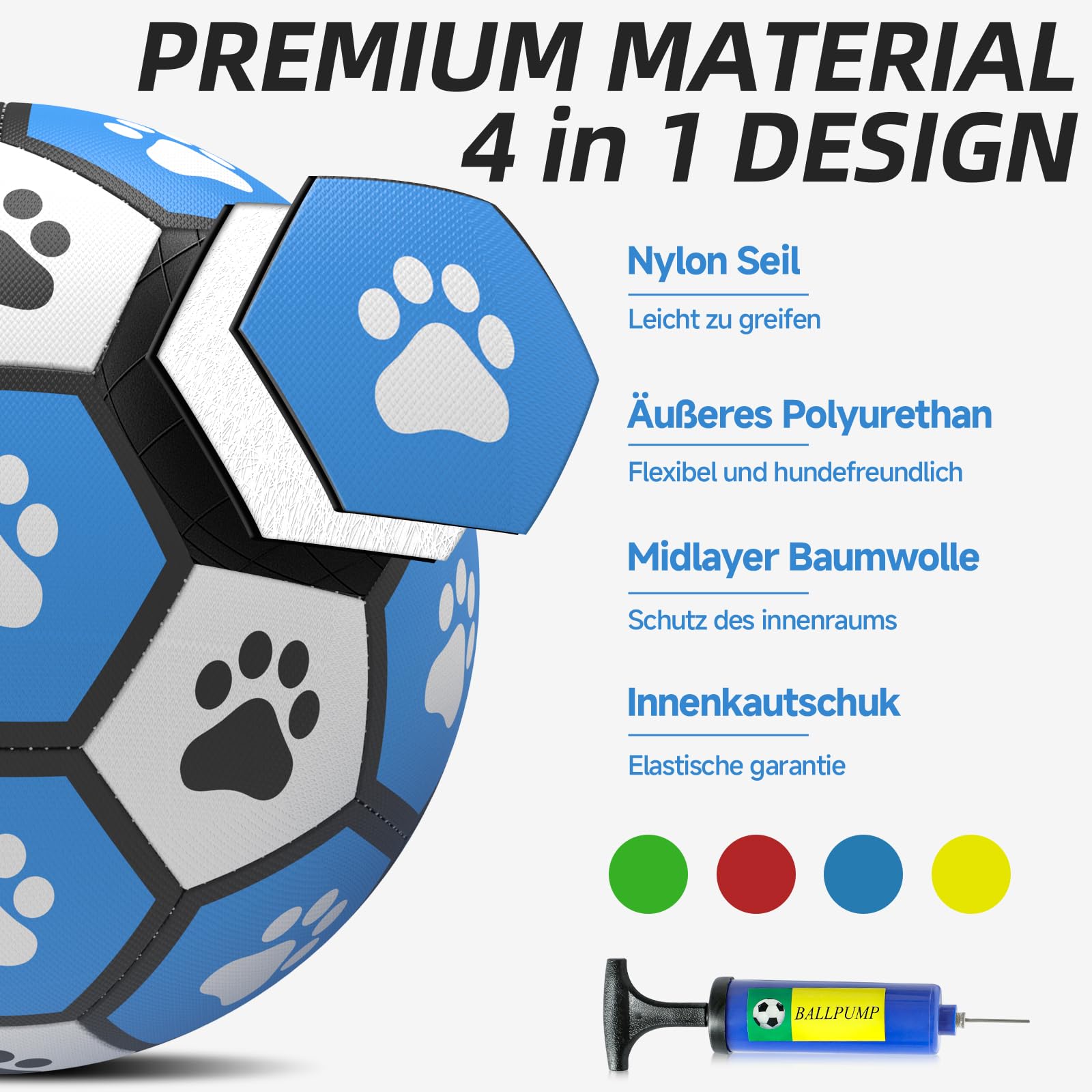 HETOO Pelota de juguete para perros con asa para perros, remolque interactivo de guerra, pelotas de agua, juguetes de regalo de cumpleaños para perros medianos/grandes (8 pulgadas, azul gris)