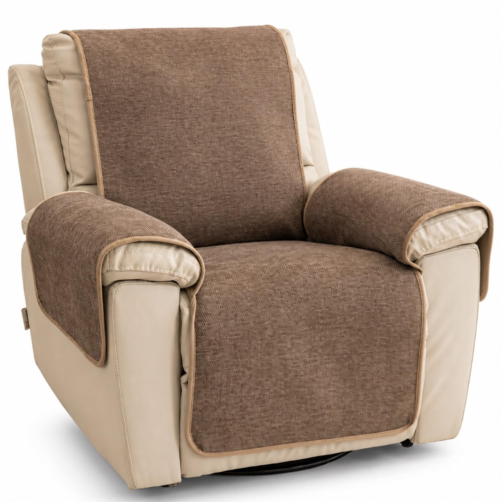 GZGLZDQ Recliner Chair Cover Non-slip, Armchair Cover Pet-safe Washable, Recliner Sofa Covers in Short Plush, Breathable Armchair Cover for Single Chairs Recliners Armchairs(F-dark chestnut)