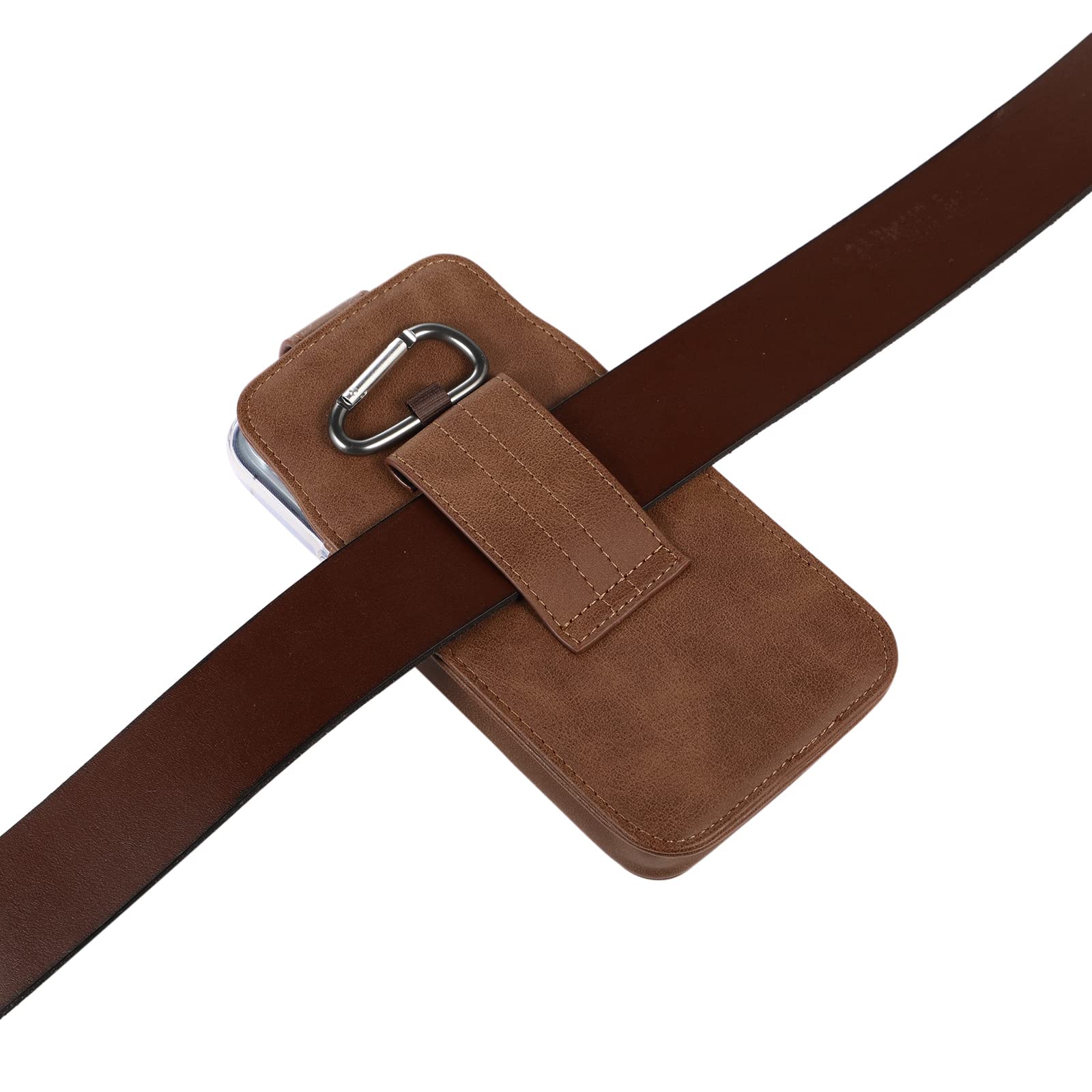 Riñonera De Cuero PU Para Teléfono De 6.7 Pulgadas - Funda De Cinturón Con Clip Y Mosquetón Para Hombre