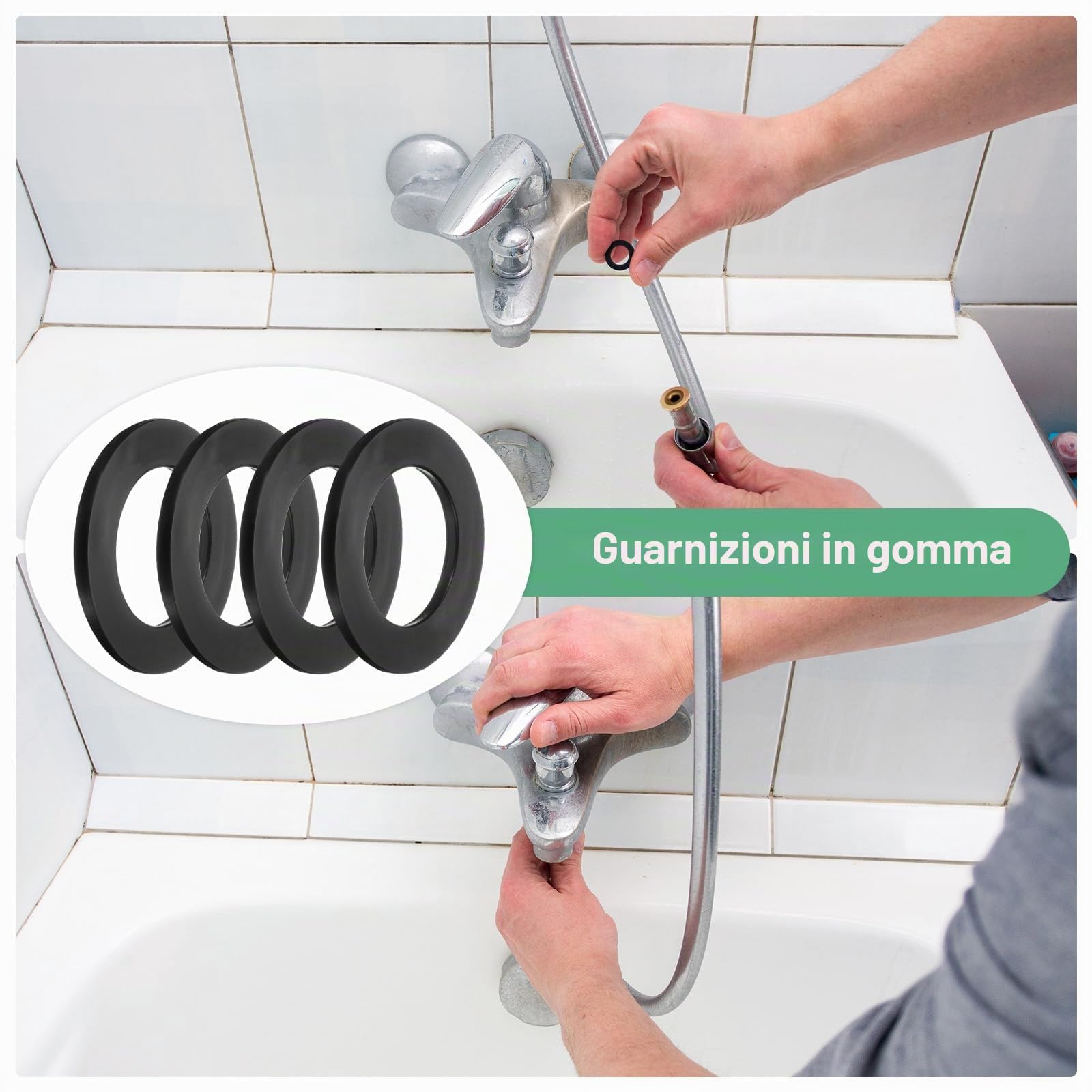 M METERXITY 60-Pz Kit Assortito Guarnizioni Gomma Nera M5, Rondelle Piane Gomma 5mm Id 11mm Od 1.6mm Spessore, Guarnizioni per Tubi Doccia per Viti/Rubinetti Domestici/Tubi Giardino Gomma