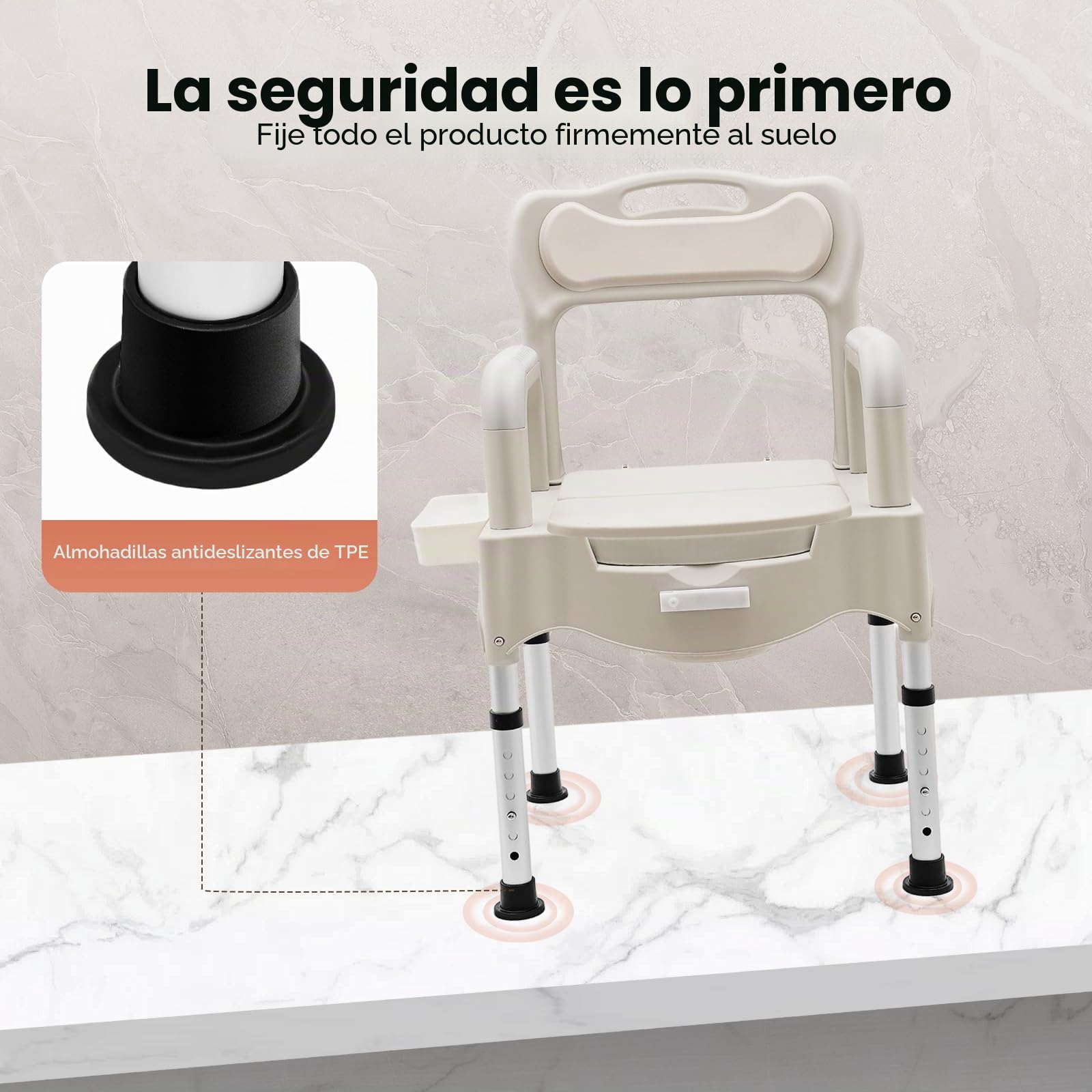 Silla de baño con ruedas, silla de ruedas, silla de ruedas con cubo de inodoro, ancho del asiento para personas mayores, silla de noche, altura regulable, reposabrazos plegable, 55 cm