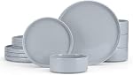 E-far Stoneware Dinnerware Sets, 12-Piece Plates and Bowls Dish Set for 4, Modern Dinning Ware, Chip and Scratch Resistant, Microwave & Dishwasher Safe, Speckled Multicolor