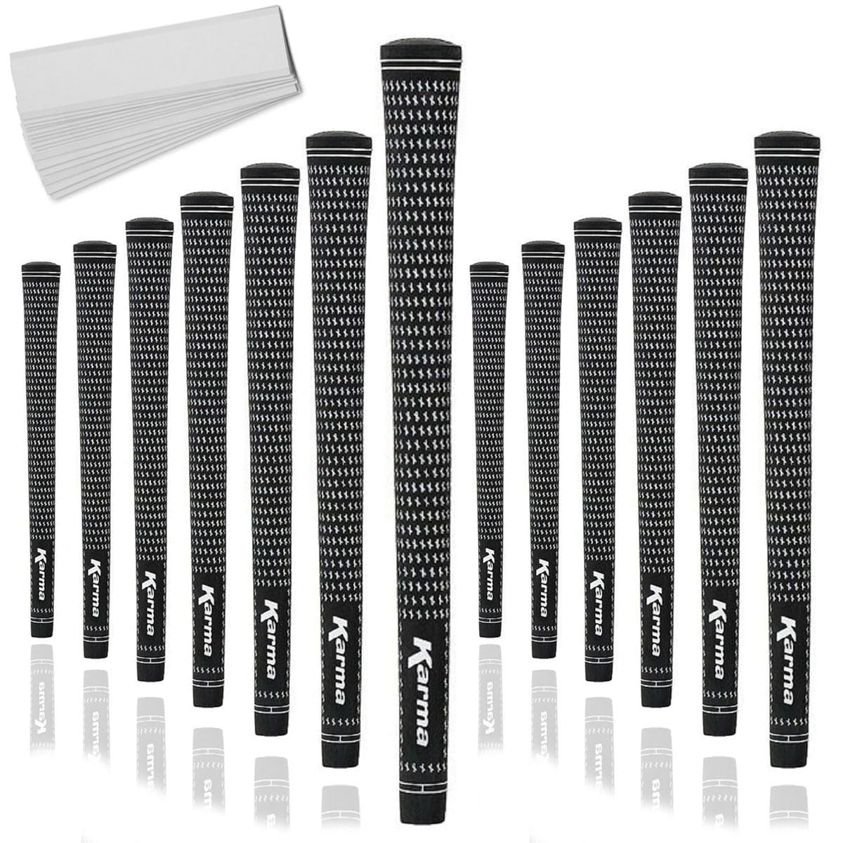 Karma Velour Black/White Jumbo (+1/16) Golf Grips, 13 Pack