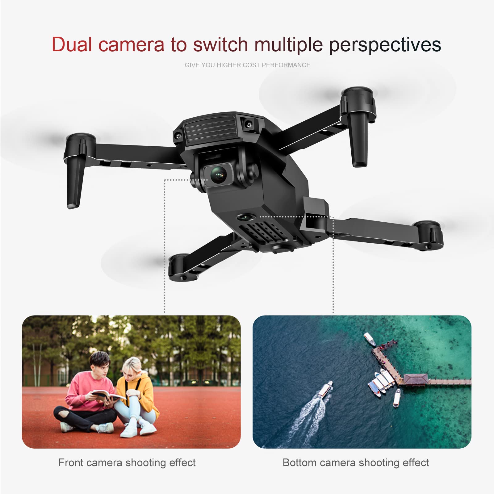 Mini droni per Adulti, quadrirotore RC con Fotocamera 4K HD, Video Live, Foto di gesti, modalità Senza Testa, impostazione della Pressione dell'Aria, decollo a Una Chiave per Principianti (3