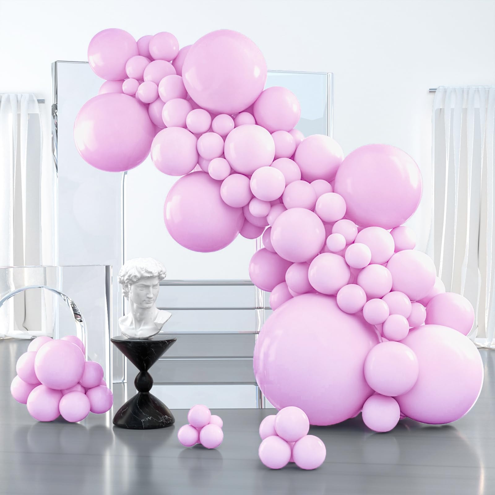 PartyWoo Pink Balloons 127 pcs Different Sizes of 36 18 12 10 5 Inch Lilac Pastel Pink Purple Latex Helium Balloon Arch Kit Garland for Baby Shower Butterfly Birthday Party Decorations Pink-Q04